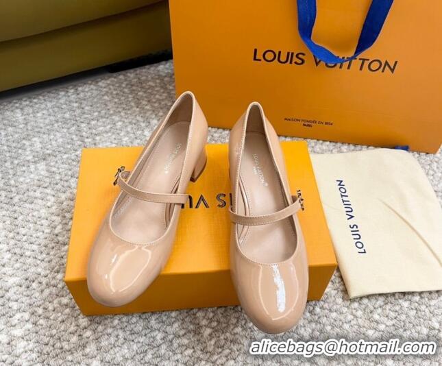 Best Grade Louis Vuitton Romy Pumps 3.5cm in Patent Leather Nude 606171