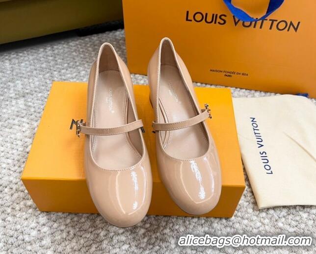 Best Grade Louis Vuitton Romy Pumps 3.5cm in Patent Leather Nude 606171