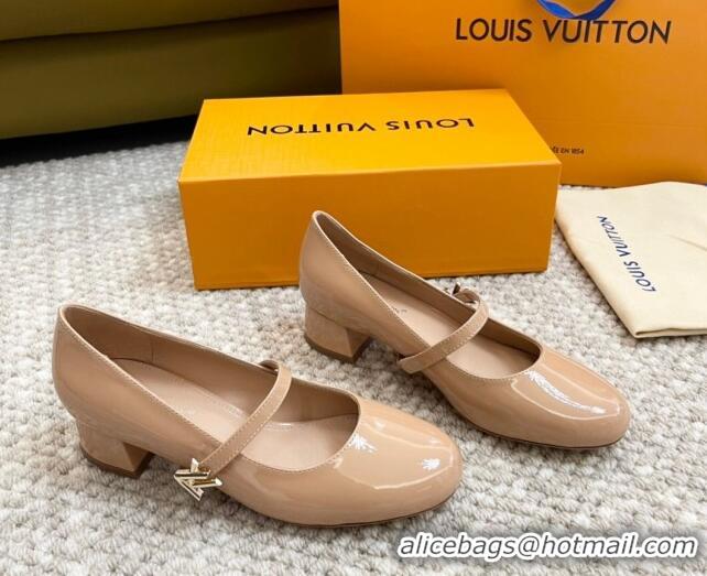 Best Grade Louis Vuitton Romy Pumps 3.5cm in Patent Leather Nude 606171