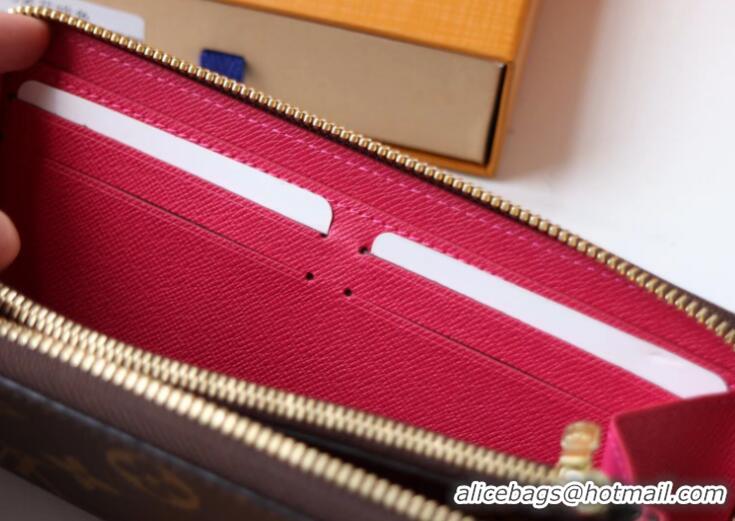 Promotional Louis Vuitton Monogram Canvas Clemence Wallet M61298 Rose Red