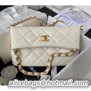 Famous Brand Chanel Quilted Lambskin Medium Hobo bag AS4754 White 2024