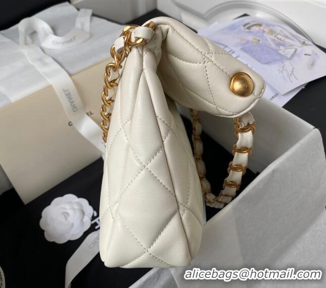 Famous Brand Chanel Quilted Lambskin Medium Hobo bag AS4754 White 2024