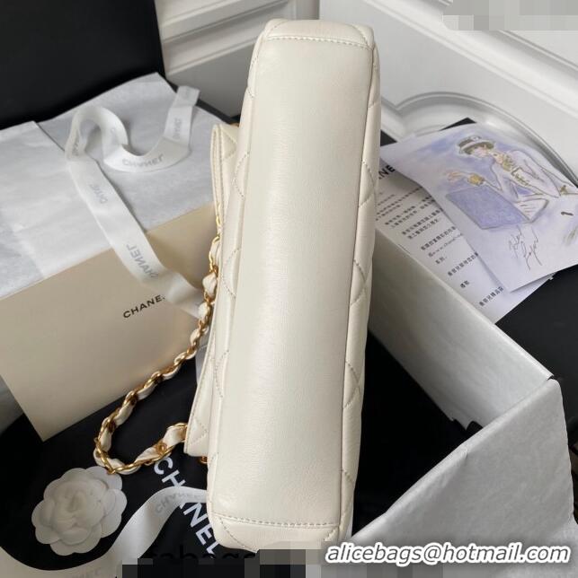 Famous Brand Chanel Quilted Lambskin Medium Hobo bag AS4754 White 2024