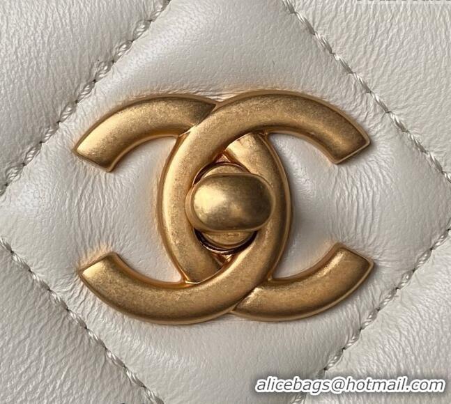 Famous Brand Chanel Quilted Lambskin Medium Hobo bag AS4754 White 2024