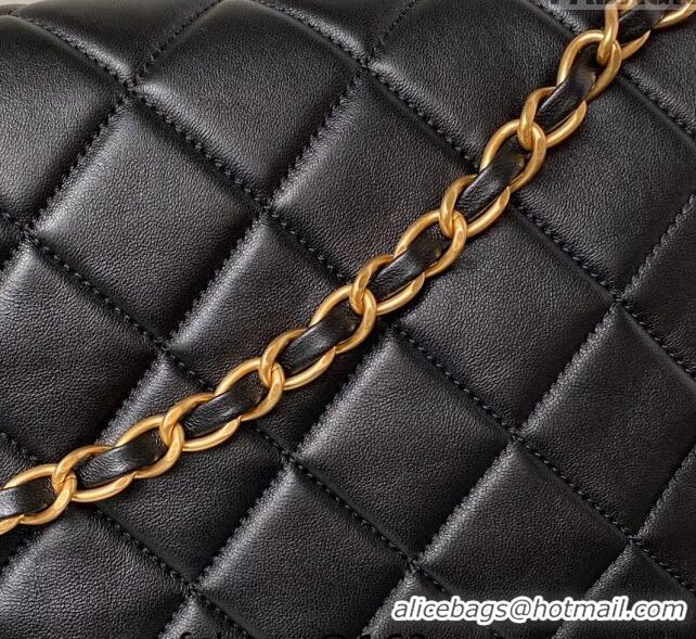 Famous Brand Chanel Quilted Lambskin Large Hobo bag AS4777 Black 2024