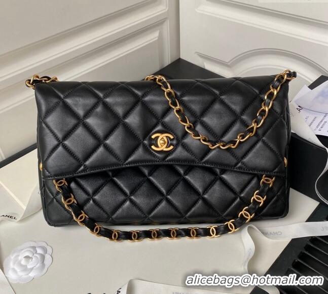 Famous Brand Chanel Quilted Lambskin Large Hobo bag AS4777 Black 2024