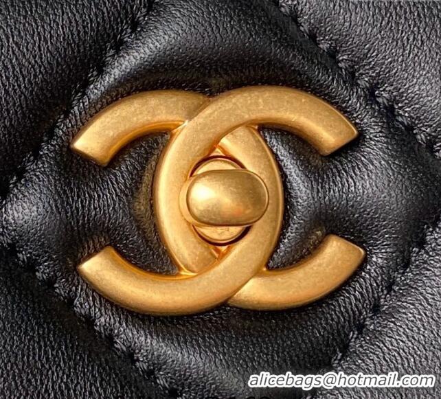 Famous Brand Chanel Quilted Lambskin Large Hobo bag AS4777 Black 2024