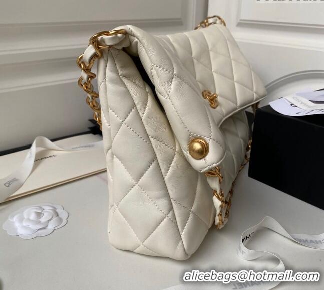 Good Product Chanel Quilted Lambskin Large Hobo bag AS4777 White 2024