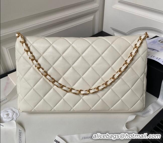 Good Product Chanel Quilted Lambskin Large Hobo bag AS4777 White 2024