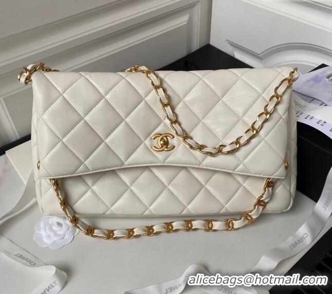 Good Product Chanel Quilted Lambskin Large Hobo bag AS4777 White 2024