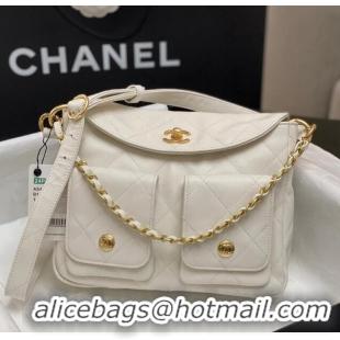 Promotional Chanel Shiny Crumpled Calfskin Small Messenger bag AS4743 White 2024