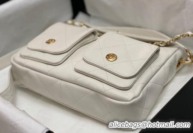 Promotional Chanel Shiny Crumpled Calfskin Small Messenger bag AS4743 White 2024