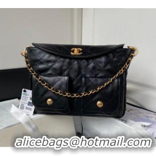 Big Discount Chanel Shiny Crumpled Calfskin Medium Messenger bag AS4668 Black 2024