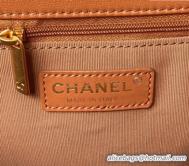 Top Quality Chanel Shiny Crumpled Calfskin Medium Messenger bag AS4668 Brown 2024