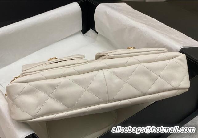 New Style Chanel Shiny Crumpled Calfskin Medium Messenger bag AS4668 White 2024