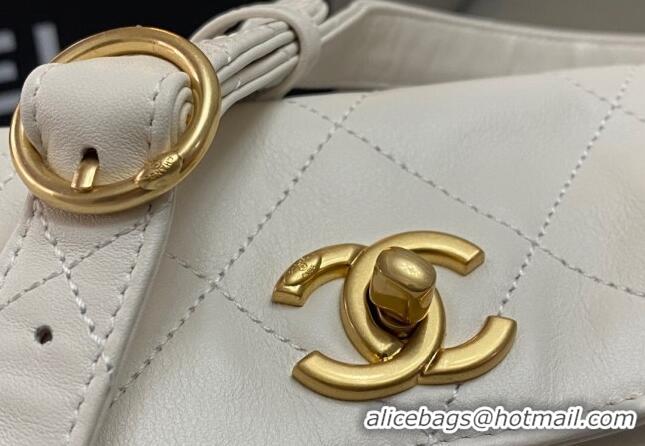 New Style Chanel Shiny Crumpled Calfskin Medium Messenger bag AS4668 White 2024