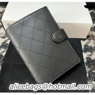 Unique Grade Chanel Quilted Lambskin Passport Cover A96066 Black 2024