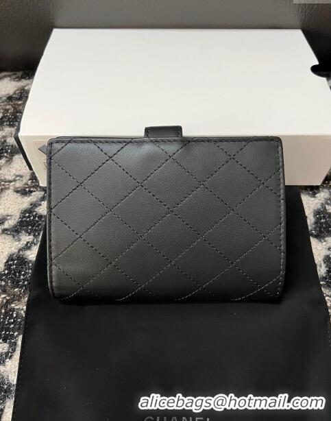 Unique Grade Chanel Quilted Lambskin Passport Cover A96066 Black 2024