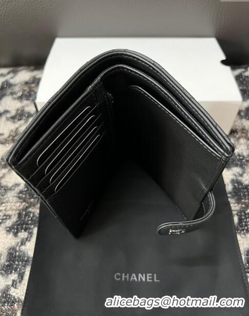 Unique Grade Chanel Quilted Lambskin Passport Cover A96066 Black 2024