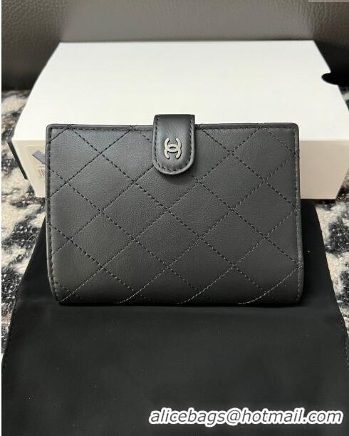 Unique Grade Chanel Quilted Lambskin Passport Cover A96066 Black 2024