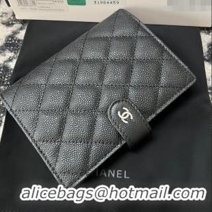 Trendy Design Chanel Quilted Grained Calfskin Passport Cover A96066 Black 2024