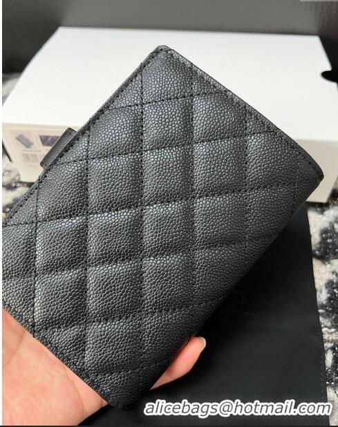 Trendy Design Chanel Quilted Grained Calfskin Passport Cover A96066 Black 2024