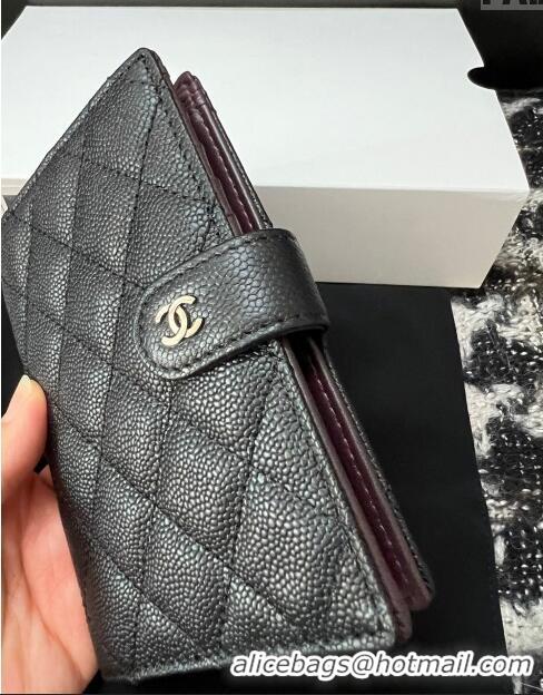 Trendy Design Chanel Quilted Grained Calfskin Passport Cover A96066 Black 2024