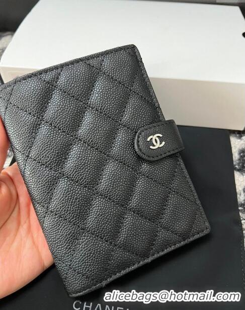 Trendy Design Chanel Quilted Grained Calfskin Passport Cover A96066 Black 2024