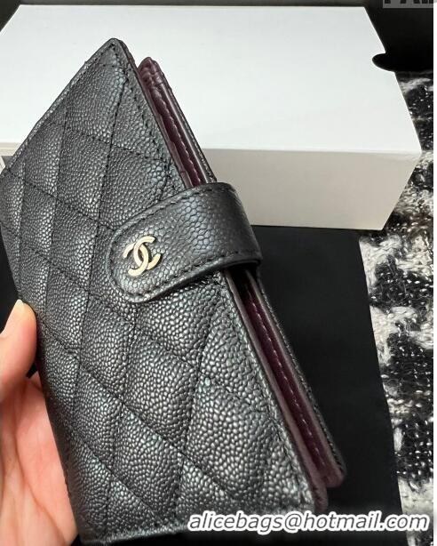 Trendy Design Chanel Quilted Grained Calfskin Passport Cover A96066 Black 2024