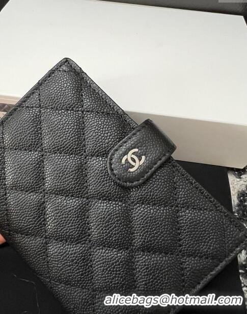 Trendy Design Chanel Quilted Grained Calfskin Passport Cover A96066 Black 2024