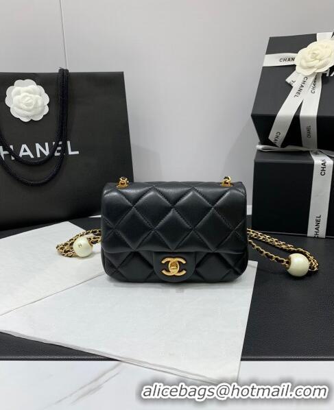 Popular Design Chanel Lambskin Mini Flap Bag with Pearls Chain AS4868 Black 2024