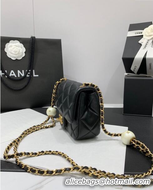 Popular Design Chanel Lambskin Mini Flap Bag with Pearls Chain AS4868 Black 2024