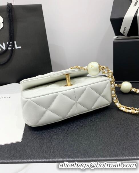 Promotional Chanel Lambskin Mini Flap Bag with Pearls Chain AS4868 White 2024