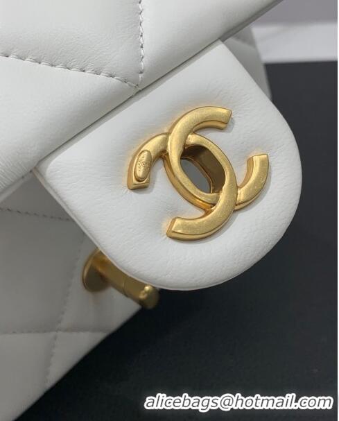 Promotional Chanel Lambskin Mini Flap Bag with Pearls Chain AS4868 White 2024