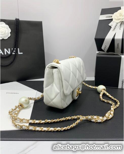 Promotional Chanel Lambskin Mini Flap Bag with Pearls Chain AS4868 White 2024