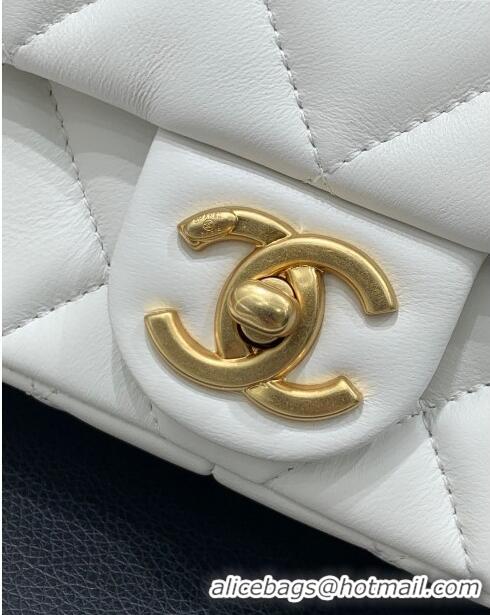 Buy Discount Chanel Lambskin Small Flap Bag with Pearls Chain AS4861 White 2024