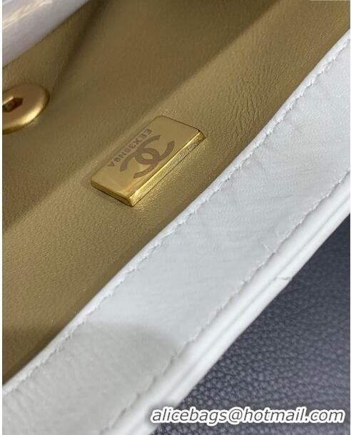 Buy Discount Chanel Lambskin Small Flap Bag with Pearls Chain AS4861 White 2024