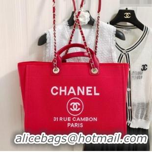 Best Price Chanel Deauville Cotton & Calfskin Large Shopping Bag AS2008 Red 2024