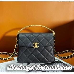 Perfect Fashion Chanel Grained Calfskin Mini Flap Bag with Top Handle AS4472 Black 2024