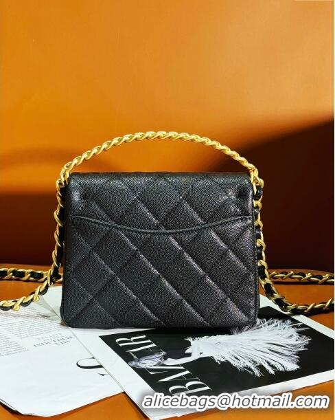 Perfect Fashion Chanel Grained Calfskin Mini Flap Bag with Top Handle AS4472 Black 2024