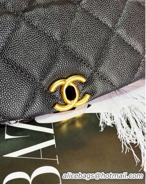 Perfect Fashion Chanel Grained Calfskin Mini Flap Bag with Top Handle AS4472 Black 2024