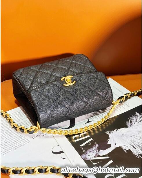 Perfect Fashion Chanel Grained Calfskin Mini Flap Bag with Top Handle AS4472 Black 2024