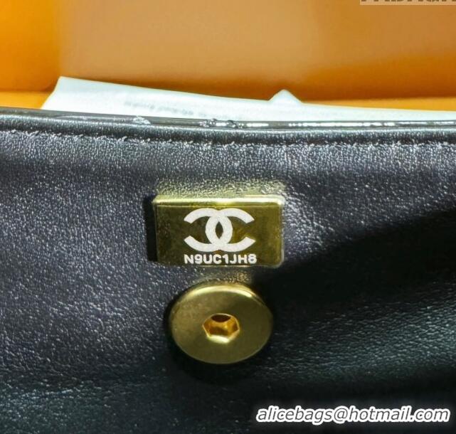 Top Quality Chanel Patent Calfskin Mini Flap Bag with Top Handle AS4472 Black 2024