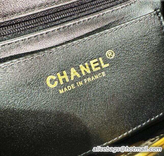 Top Quality Chanel Patent Calfskin Mini Flap Bag with Top Handle AS4472 Black 2024