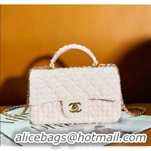 Unique Discount Chanel Tweed Mini Flap Bag with Top Handle AS2431 Light Pink 2024