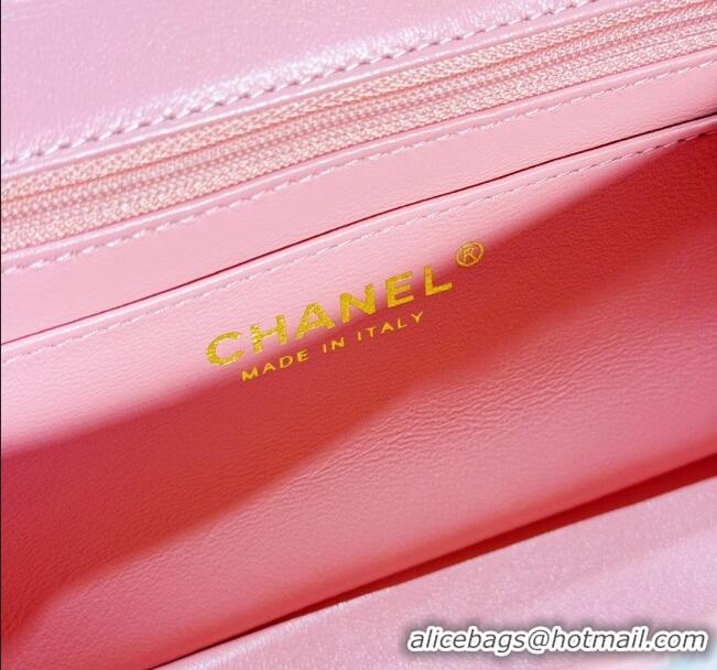 Unique Discount Chanel Tweed Mini Flap Bag with Top Handle AS2431 Light Pink 2024