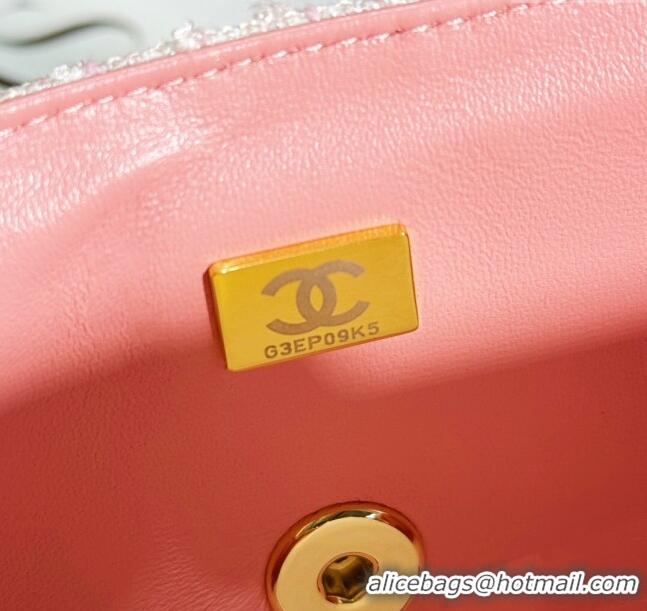 Unique Discount Chanel Tweed Mini Flap Bag with Top Handle AS2431 Light Pink 2024