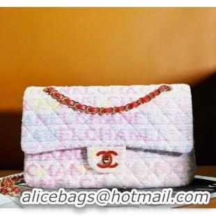 Grade Quality Chanel Tweed Medium Classic Flap Bag Yellow/Light Pink/White A01112 2024