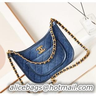 Best Promotional Chanel Washed Denim Hobo Bag AS4666 Blue 2024