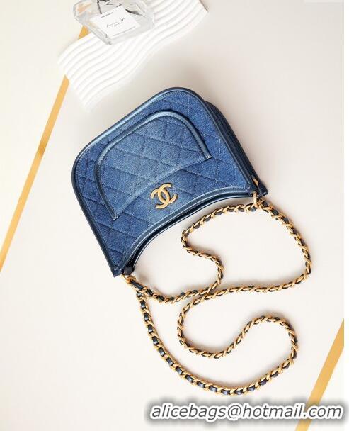 Best Promotional Chanel Washed Denim Hobo Bag AS4666 Blue 2024